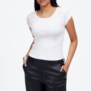 NWT Madewell Re)generative Cotton Ribbed Cap-Sleeve Tee, size M Whitw